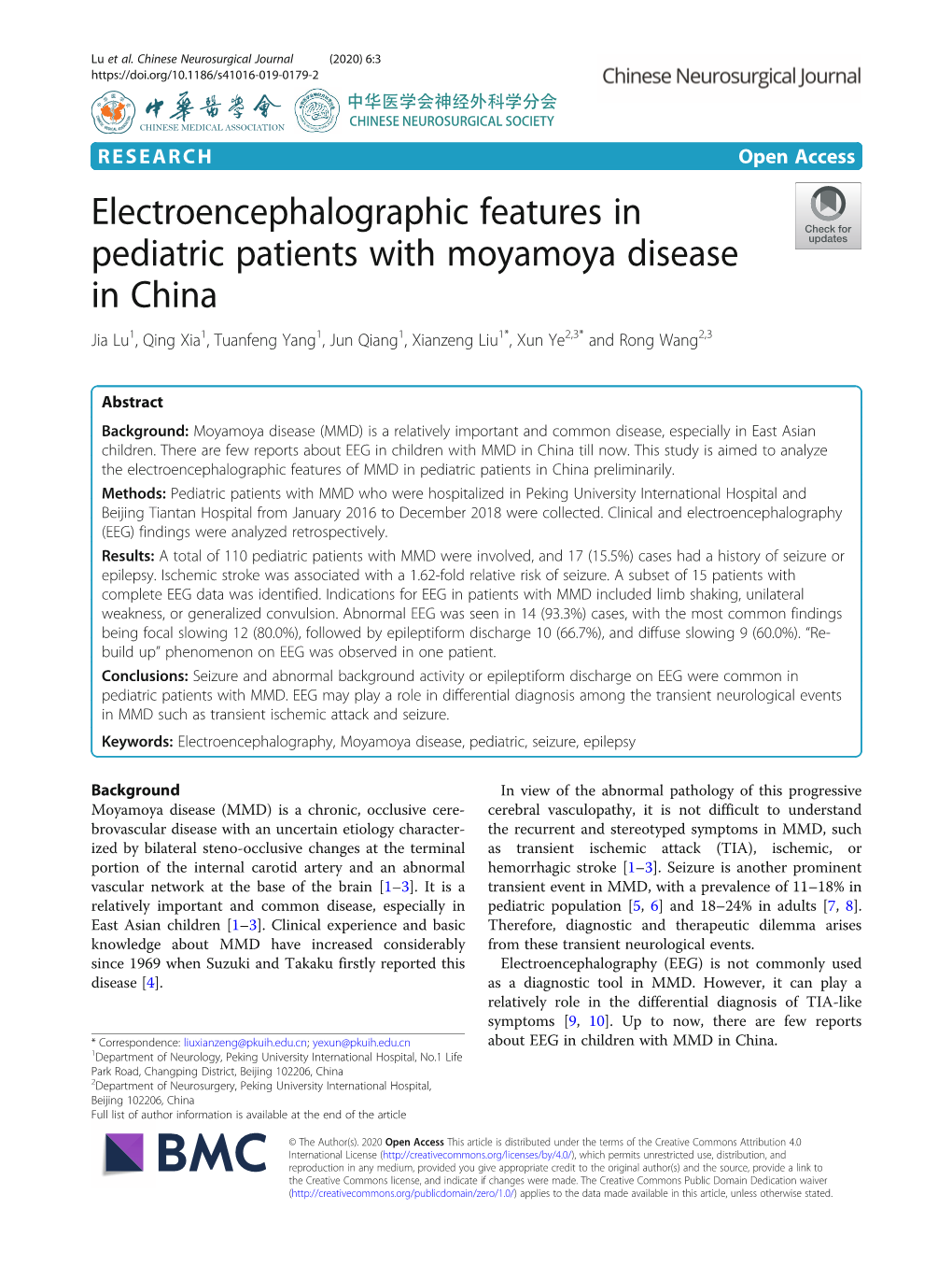 Electroencephalographic Features in Pediatric Patients with Moyamoya