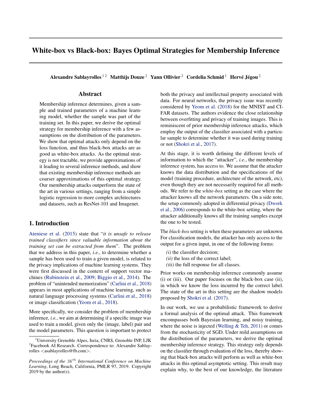 White-Box Vs Black-Box: Bayes Optimal Strategies for Membership Inference