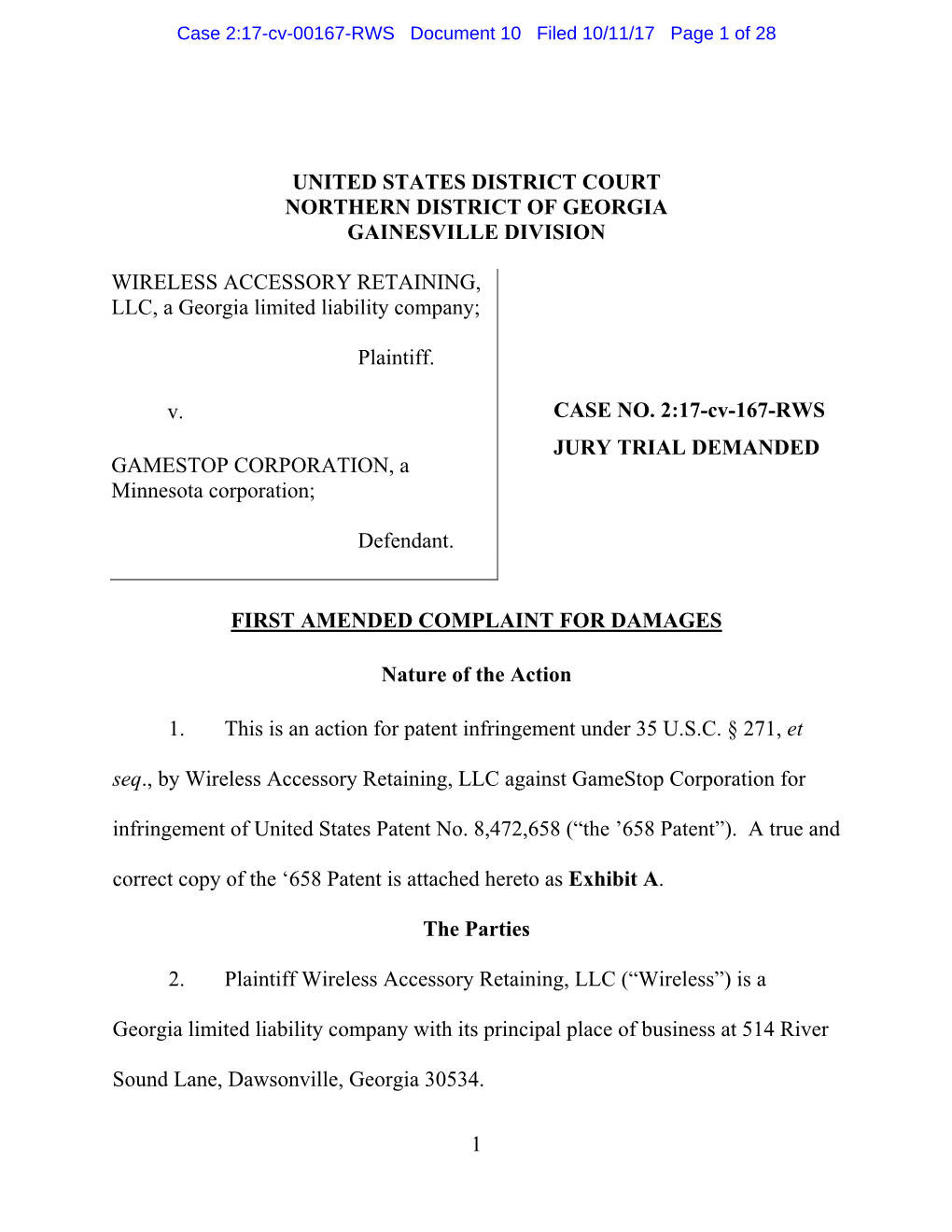 United States District Court Northern District of Georgia Gainesville Division