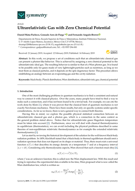 Ultrarelativistic Gas with Zero Chemical Potential