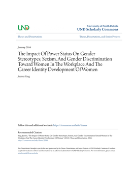 The Impact of Power Status on Gender Stereotypes, Sexism, and Gender Discrimination Toward Women in the Workplace and the Career Identity Development of Women