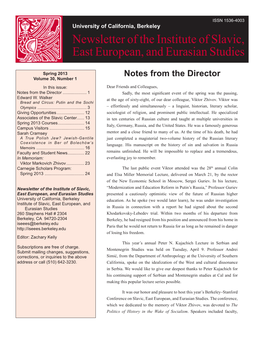 Newsletter of the Institute of Slavic, East European, and Eurasian Studies