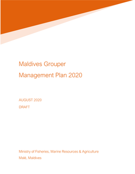 Maldives Grouper Management Plan 2020