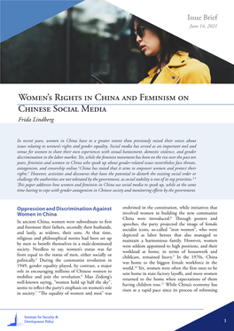 Women's Rights in China and Feminism on Chinese Social Media
