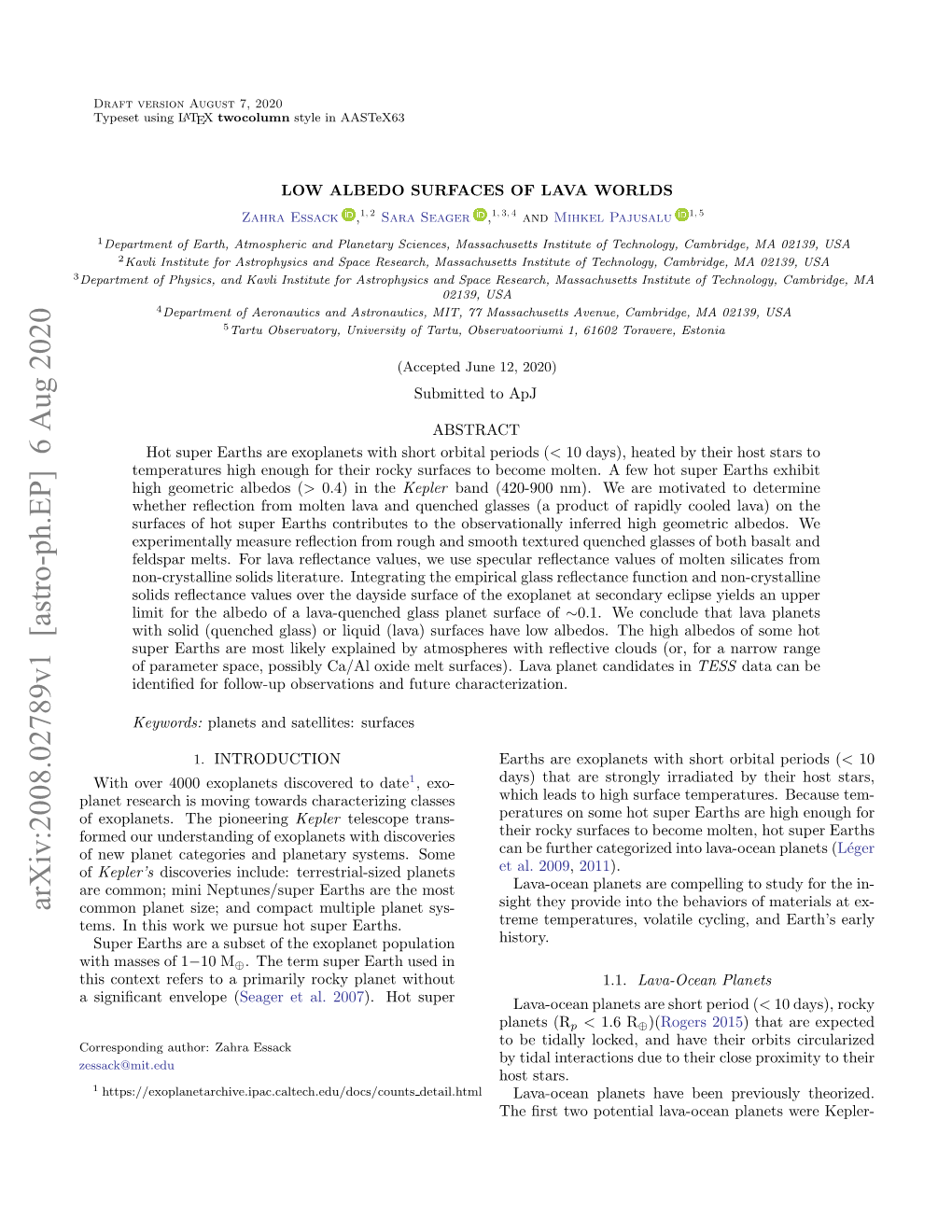 Arxiv:2008.02789V1 [Astro-Ph.EP] 6 Aug 2020 Common Planet Size; and Compact Multiple Planet Sys- Tems