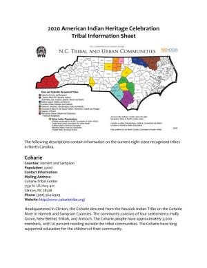 2020 American Indian Heritage Celebration Tribal Information Sheet
