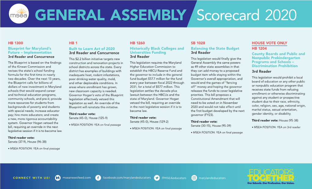 GENERAL ASSEMBLY Scorecard 2020