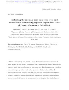 Detecting the Anomaly Zone in Species Trees and Evidence for a Misleading Signal in Higher-Level Skink Phylogeny (Squamata: Scincidae)