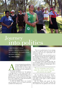 Journey Into Politics a New Program to Boost Women’S Participation in Political “There Were No Political Parties
