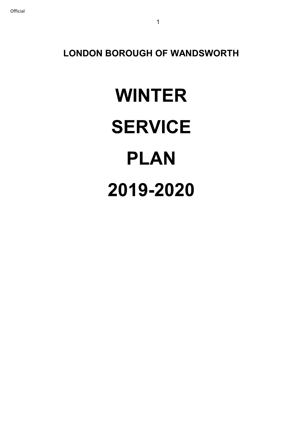 Winter Service Plan 2019-2020