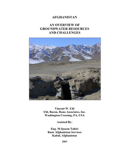 Afghanistan an Overview of Groundwater Resources