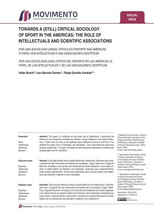 (Still) Critical Sociology of Sport in the Americas: the Role of Intellectuals and Scientific Associations