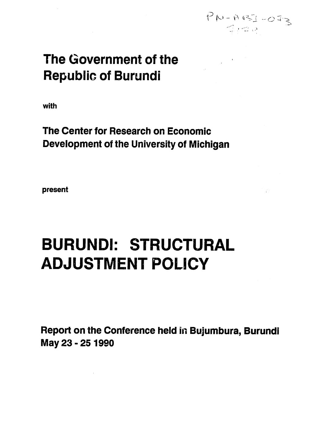 Burundi: Structural Adjustment Policy