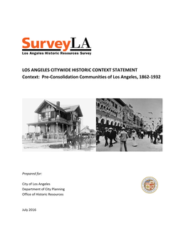 Pre-Consolidation Communities of Los Angeles, 1862-1932