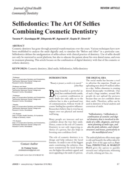 Selfiedontics: the Art of Selfies Combining Cosmetic Dentistry