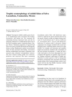 Trophic Ecomorphology of Cichlid Fishes of Selva Lacandona, Usumacinta, Mexico