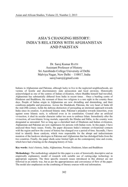 Asia's Changing History: India's Relations with Afghanistan