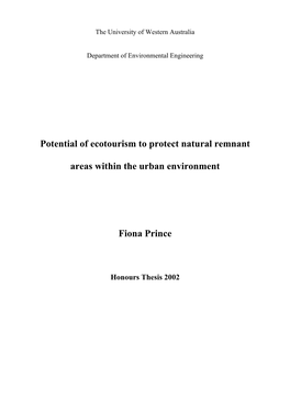 Potential of Ecotourism to Protect Natural Remnant Areas Within The