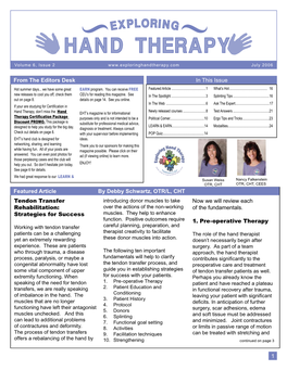 Tendon Transfer Rehabilitation