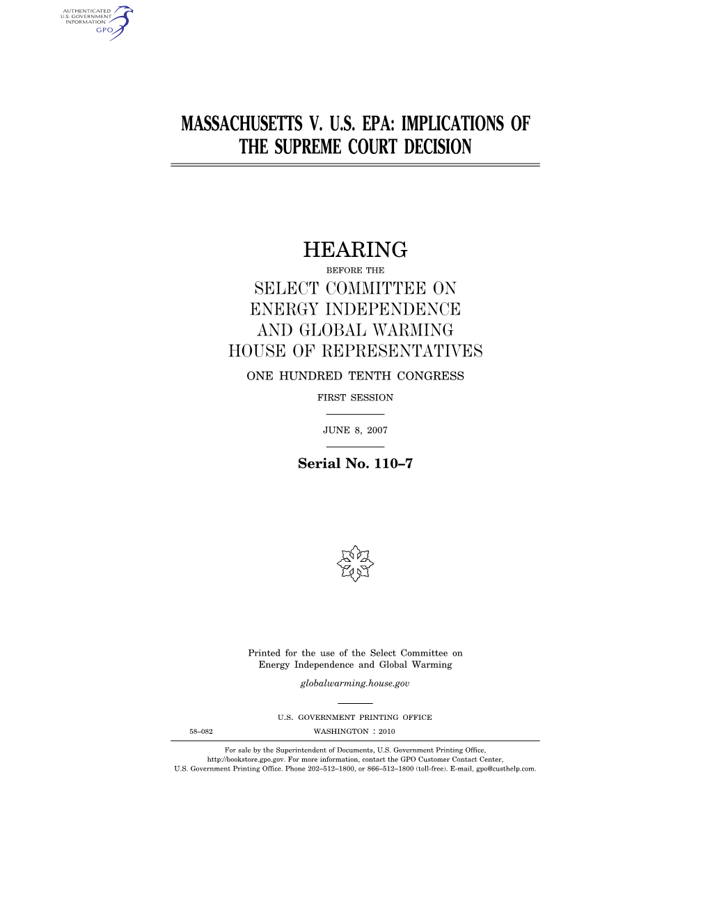 Massachusetts Vus Epa: Implications Of