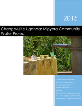 Changealife Uganda: Migyera Community Water Project