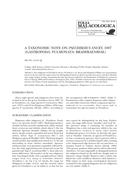 A Taxonomic Note on Pseudiberus Ancey, 1887 (Gastropoda: Pulmonata: Bradybaenidae)