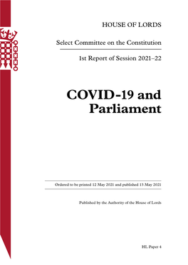 COVID-19 and Parliament