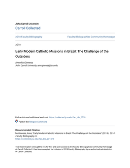 Early Modern Catholic Missions in Brazil: the Challenge of the Outsiders