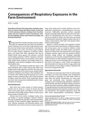 Consequences of Respiratory Exposures in the Farm Environment