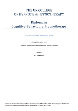 Diploma in Cognitive-Behavioural Hypnotherapy
