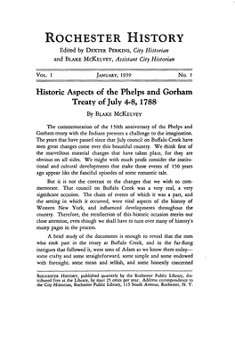 Historic Aspects of the Phelps and Gorham Treaty of July 4-8, 1788