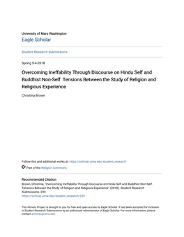 Overcoming Ineffability Through Discourse on Hindu Self and Buddhist Non-Self: Tensions Between the Study of Religion and Religious Experience