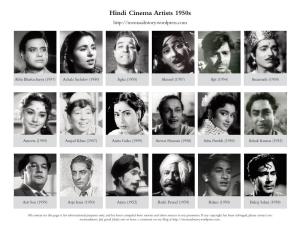 Hindi Cinema Artists 1950S