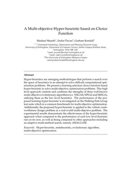 A Multi-Objective Hyper-Heuristic Based on Choice Function