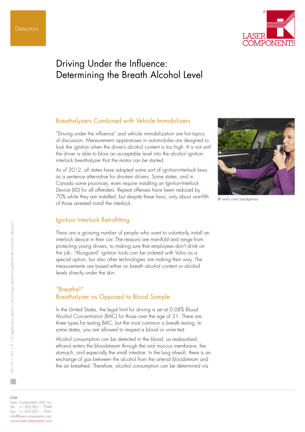 Determining the Breath Alcohol Level with IR Detectors