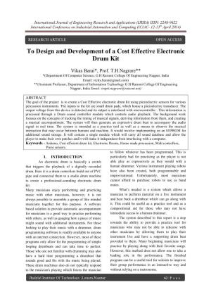 To Design and Development of a Cost Effective Electronic Drum Kit