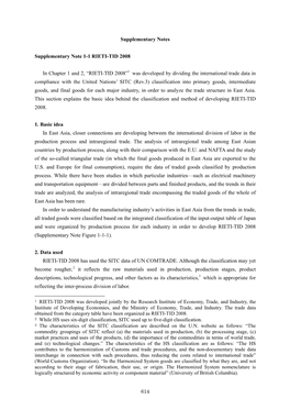 Supplementary Notes Supplementary Note 1-1 RIETI-TID 2008 in Chapter