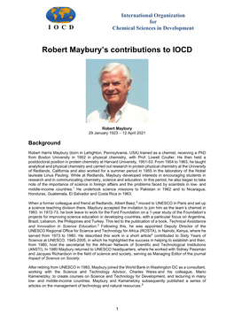 Robert Maybury's Contributions to IOCD