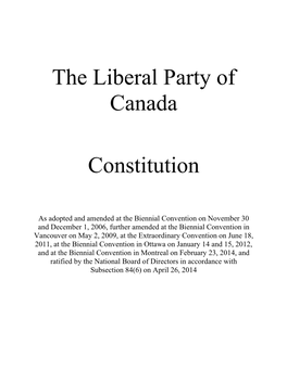 The Liberal Party of Canada Constitution