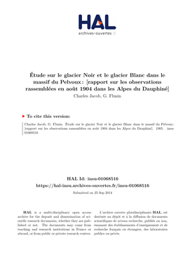 Étude Sur Le Glacier Noir Et Le Glacier Blanc Dans Le Massif Du