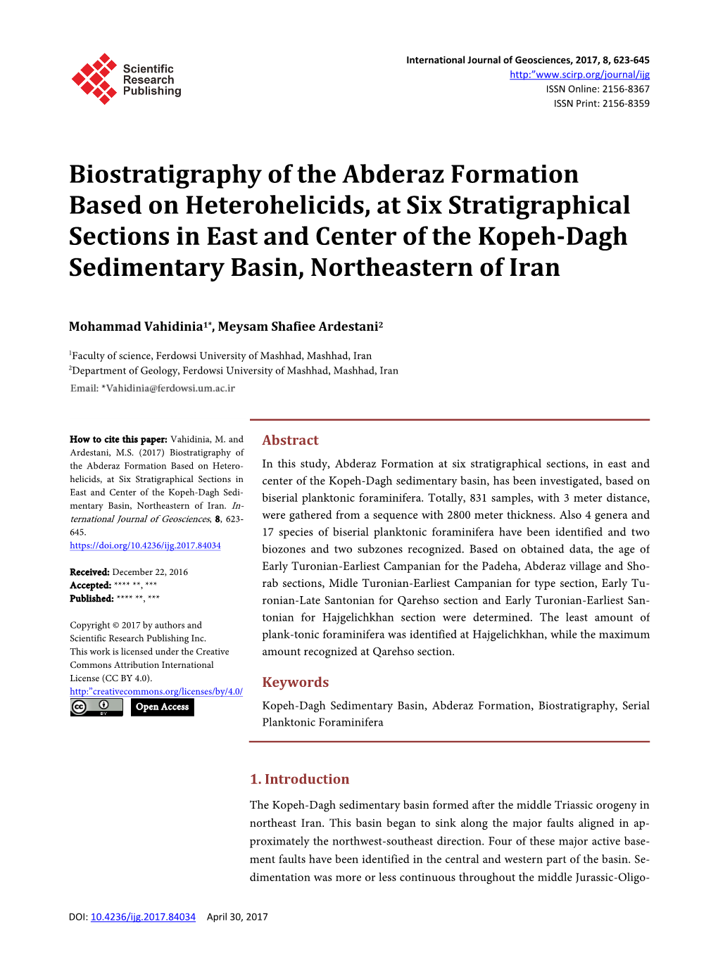 Biostratigraphy of the Abderaz Formation Based on Heterohelicids