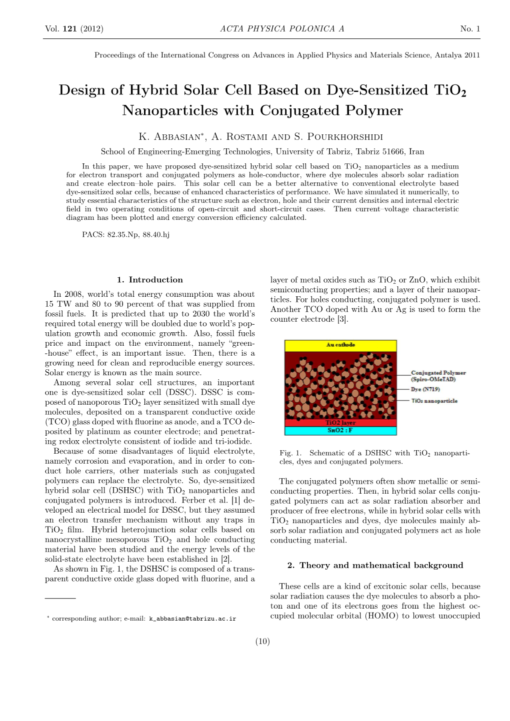 Design of Hybrid Solar Cell Based on Dye-Sensitized Tio2 Nanoparticles with Conjugated Polymer