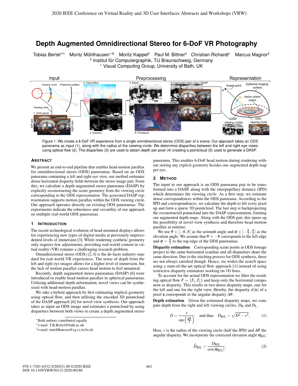 Depth Augmented Omnidirectional Stereo for 6-Dof VR Photography