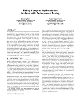 Rating Compiler Optimizations for Automatic Performance Tuning *