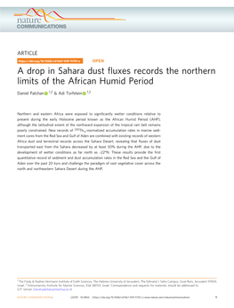 A Drop in Sahara Dust Fluxes Records the Northern Limits of the African