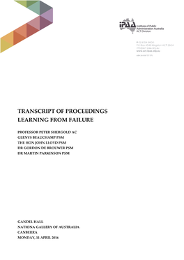 Transcript of Proceedings Learning from Failure