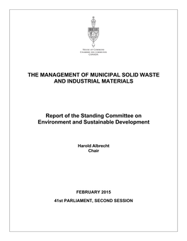 The Management of Municipal Solid Waste and Industrial Materials