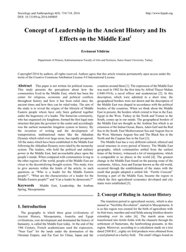 Concept of Leadership in the Ancient History and Its Effects on the Middle Easti