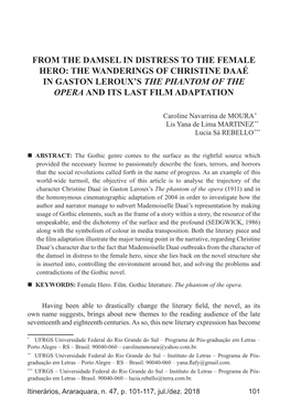 From the Damsel in Distress to the Female Hero: the Wanderings of Christine Daaé in Gaston Leroux’S the Phantom of the Opera and Its Last Film Adaptation