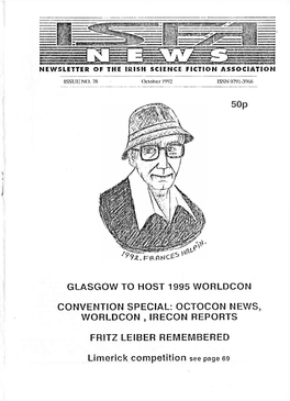 Glasgow to Worldcon , Irecon Reports Fritz Leiber